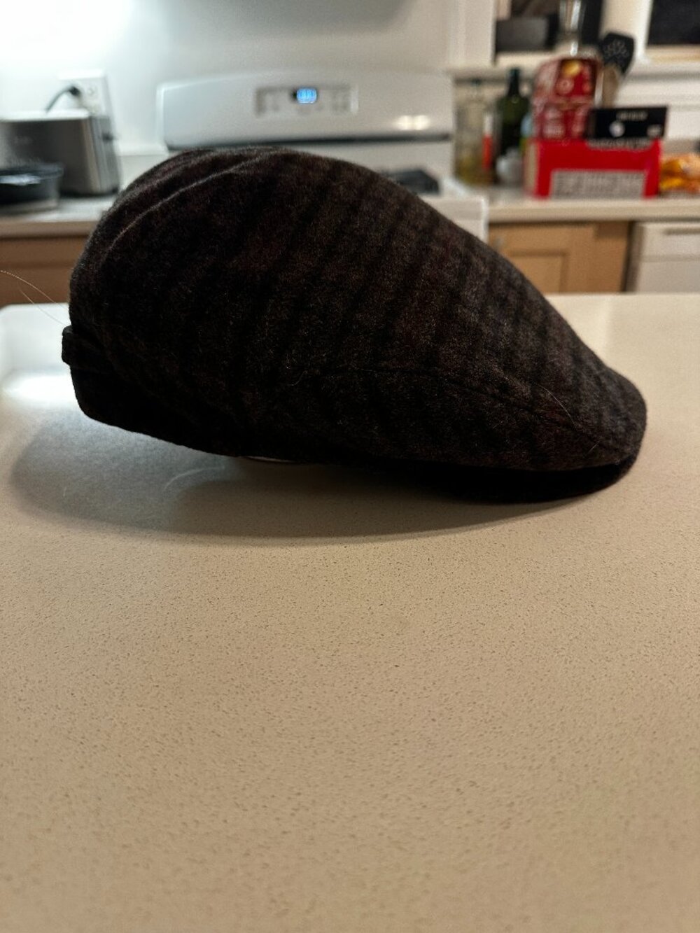 Mucros Weavers Irish Tweed Flat Cap Herringbone Brown Mens Size Large